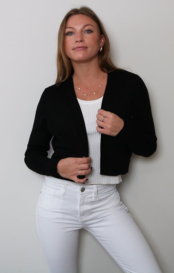 Long Sleeve Open Front Cropped Cardigan