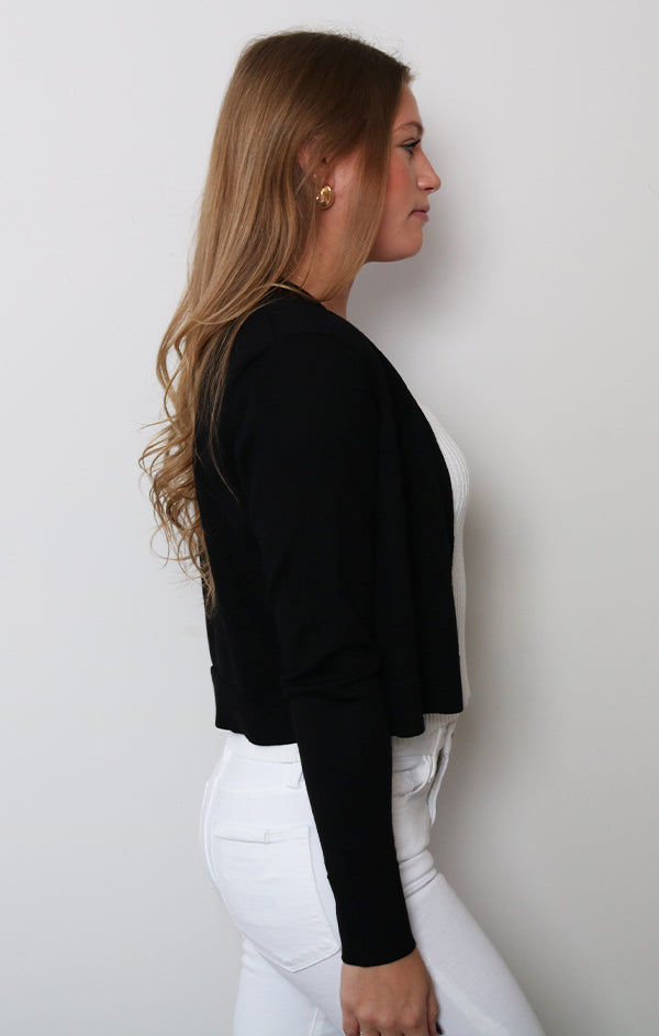 Long Sleeve Open Front Cropped Cardigan