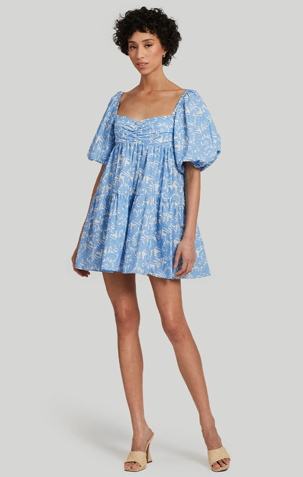 babydoll blue printed dress