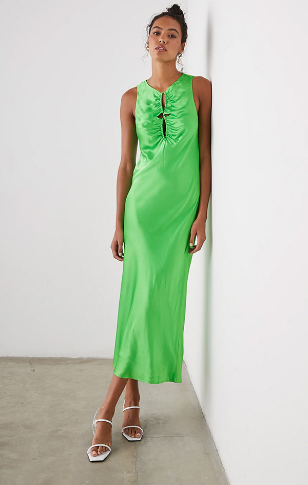bright green midi dress