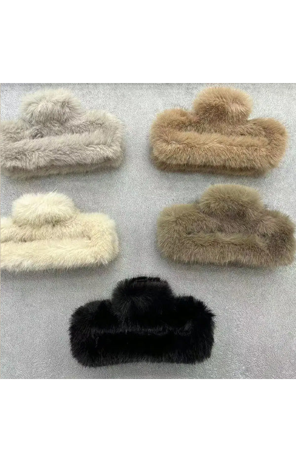 Fluffy Fur Hair Claw Clip
