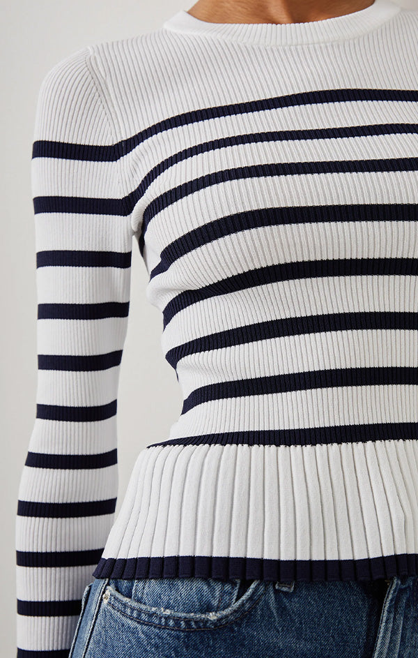 striped ribbed knit sweater