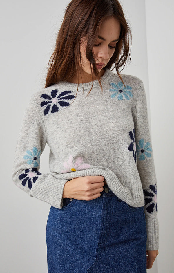 floral crew neck sweater
