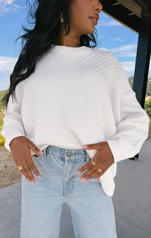 knit white sweater top