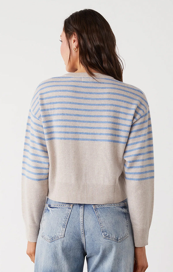 Wool Cashmere Stripe Crew Neck Sweater