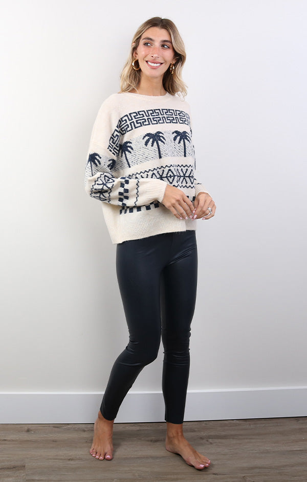 printed knit sweater