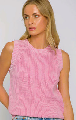 pink ribbed knit top