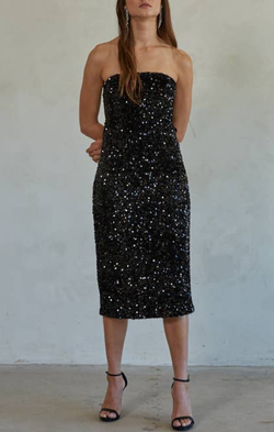 Tyra Sequin Tube Midi Dress S