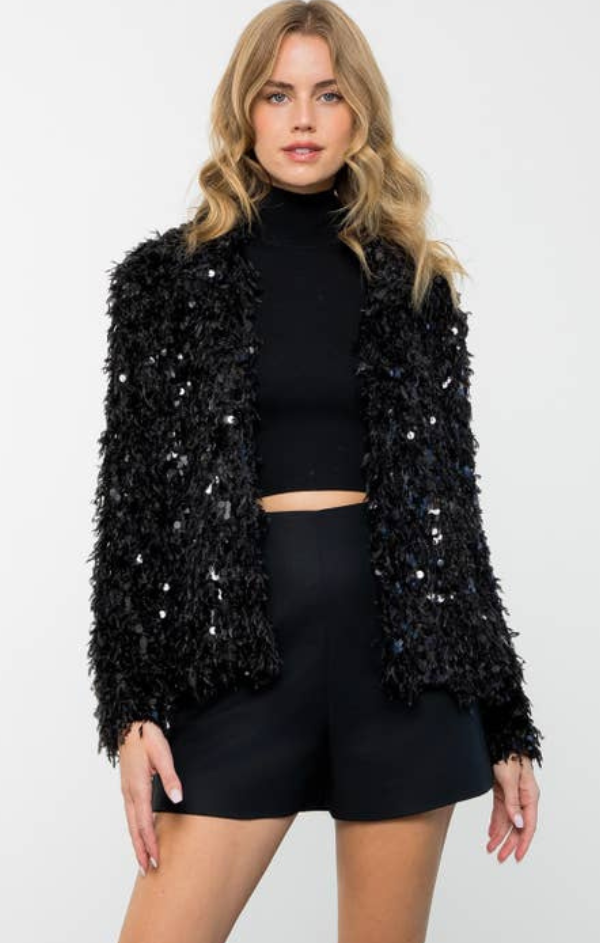 Shiloh Sequin Detail Fringe Cardigan