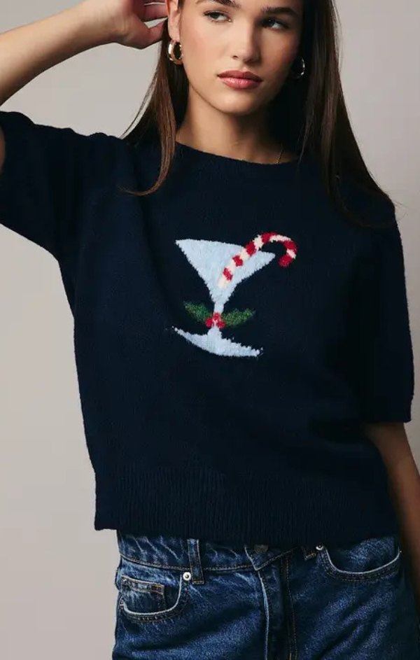 Candy Cane Cocktail Sweater Top