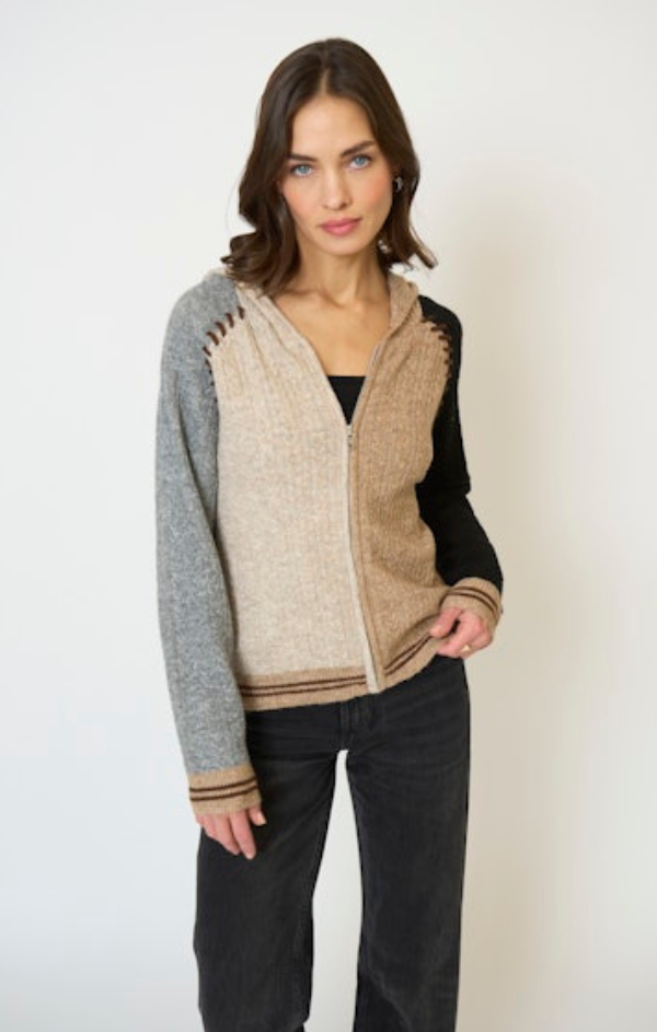 Faye Cabled Hoodie with Whipstitch