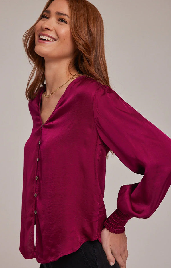 long sleeve v neck blouse