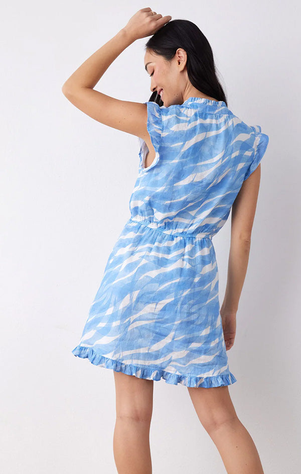 Ruffle Sleeve Linen Mini Dress