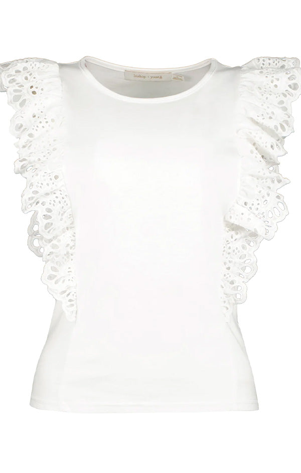 white ruffle sleeve blouse