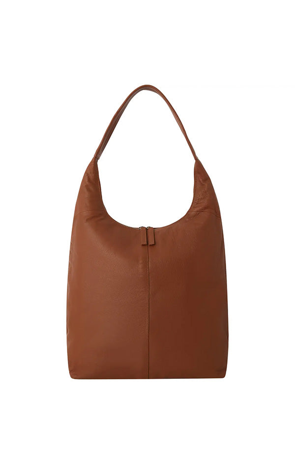Oversized Zip Top Leather Hobo Bag