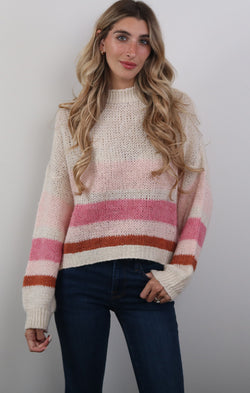 knit striped pullover top