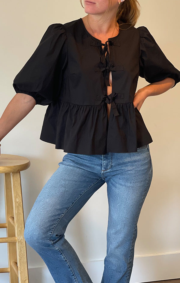 Tell me Why Ruffled Puff Sleeve Top - Taupe - FINAL SALE