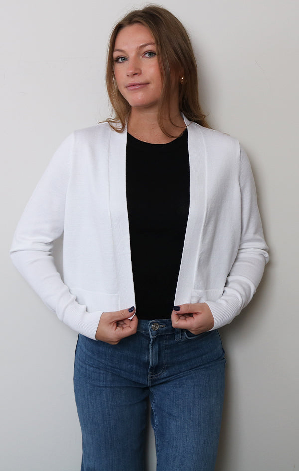 Long Sleeve Open Front Cropped Cardigan