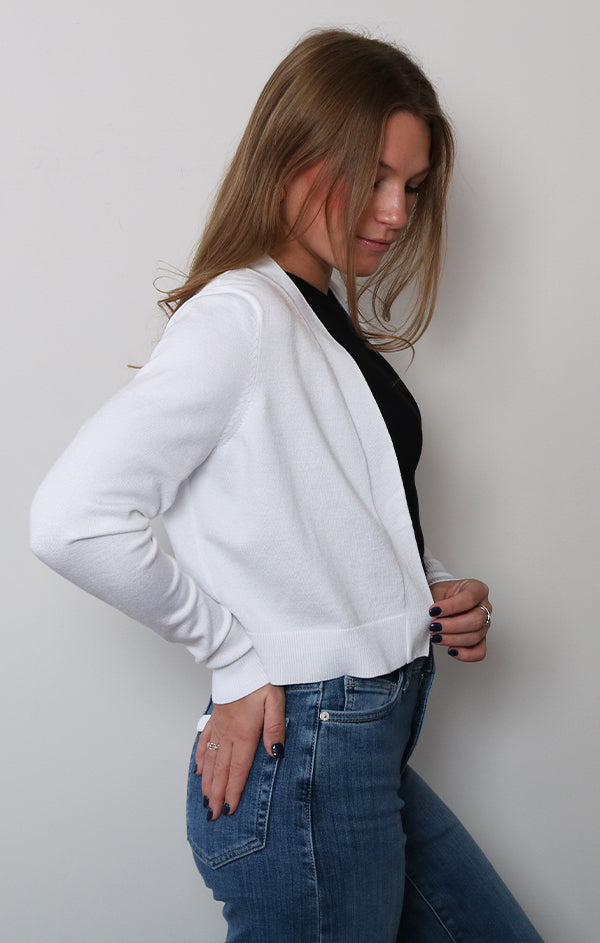 Long Sleeve Open Front Cropped Cardigan