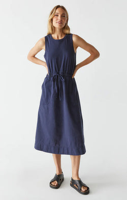 Wilhelmina Mixed Fabric Midi Dress