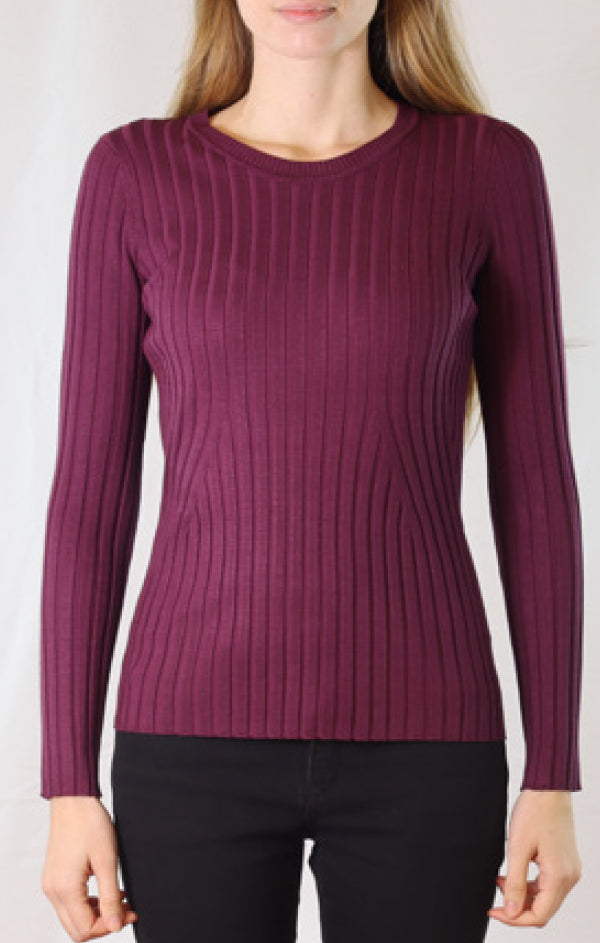 fitted ribbed knit pullover