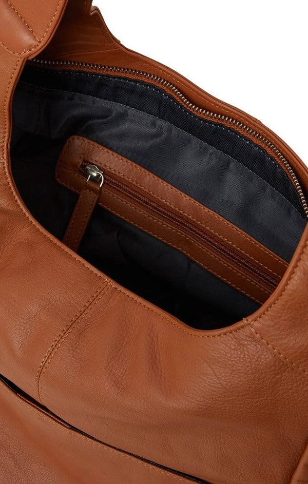 Oversized Zip Top Leather Hobo Bag