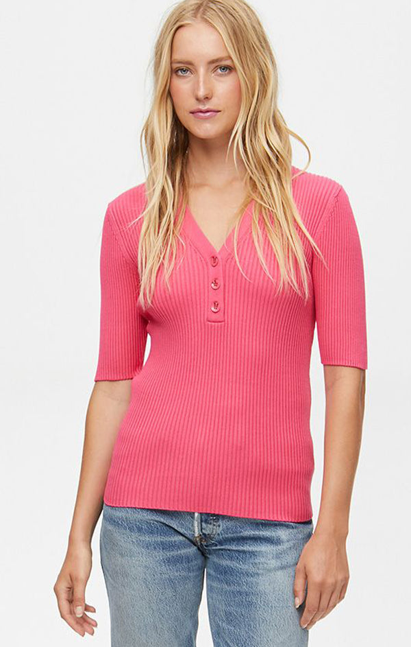 pink ribbed tee shirt for spring