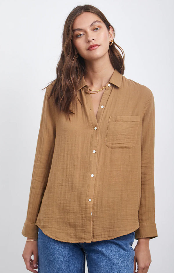 button up collared blouse