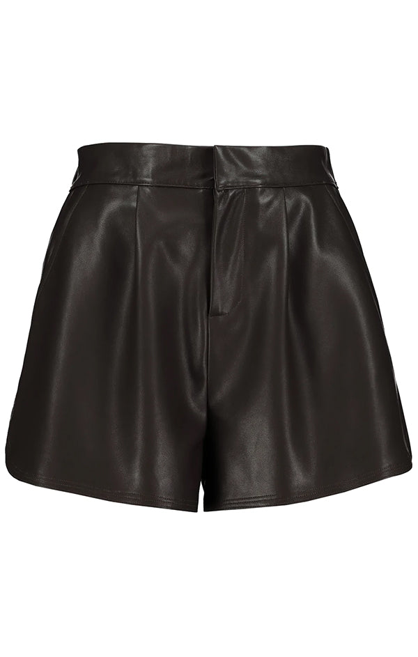 brown veagn leather shorts