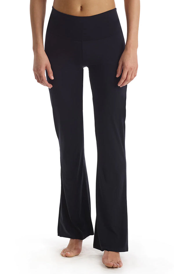 Margarita Super Flare Yoga Pants in Black w/ Lavender Ribbon Size