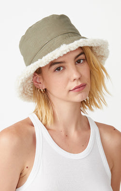 green Reversible Sherpa Bucket Hat