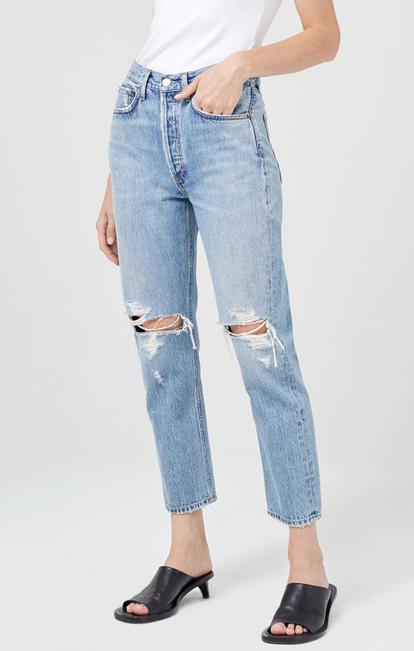 distressed denim jeans 