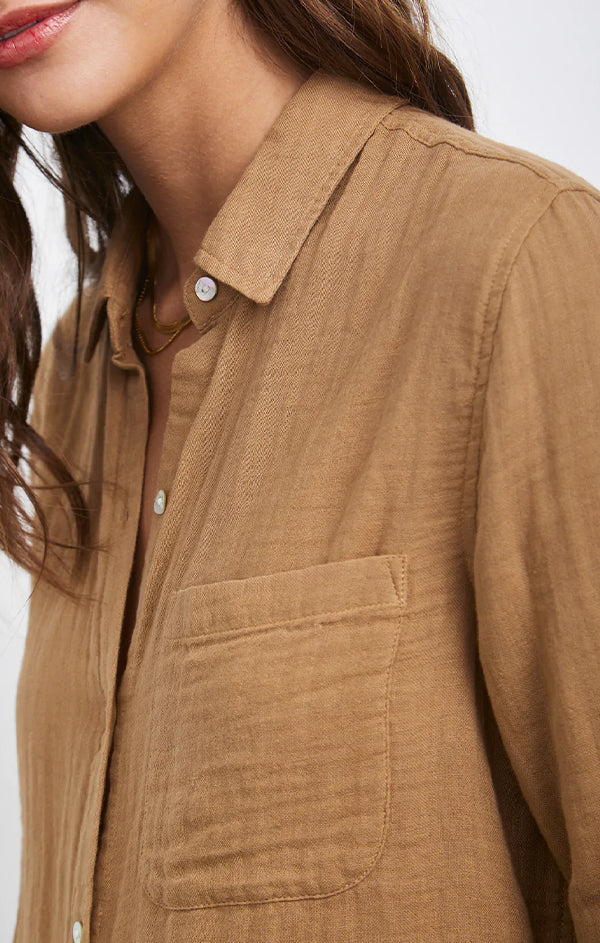 collared long sleeve button up blouse
