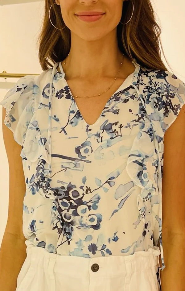 blue floral spring blouse